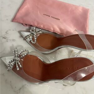 Amina Muaddi Clear Rosie heels